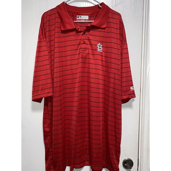 2XL SL Cardinals Polo MLB Short Sleeve Red Stripe Collar Baseball Logo - Picture 2 of 6
